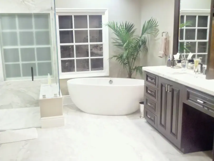 Modern bathroom with freestanding tub